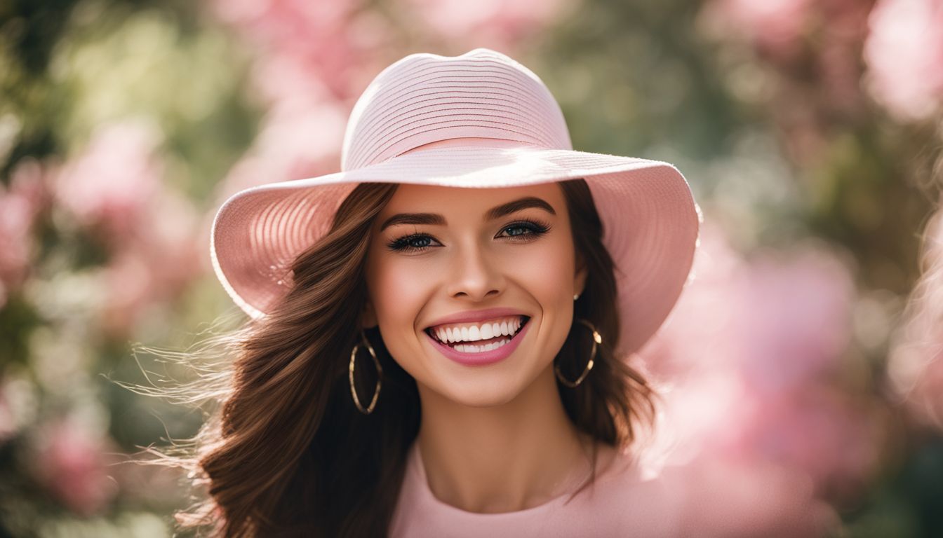 A close-up of healthy pink gums and a bright white smile.